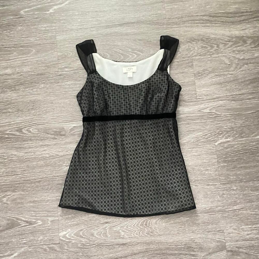 Coquette black sheer velvet detail tank